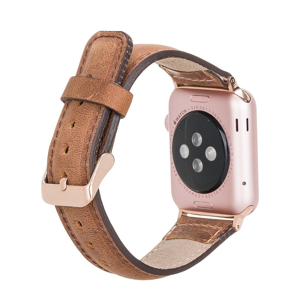 Apple Watch Uyumlu Deri̇ Kordon 42-44-45Mm G19 Taba