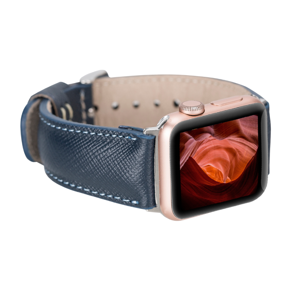 Apple Watch Uyumlu Deri̇ Kordon 42-44-45Mm G3 Laci̇vert