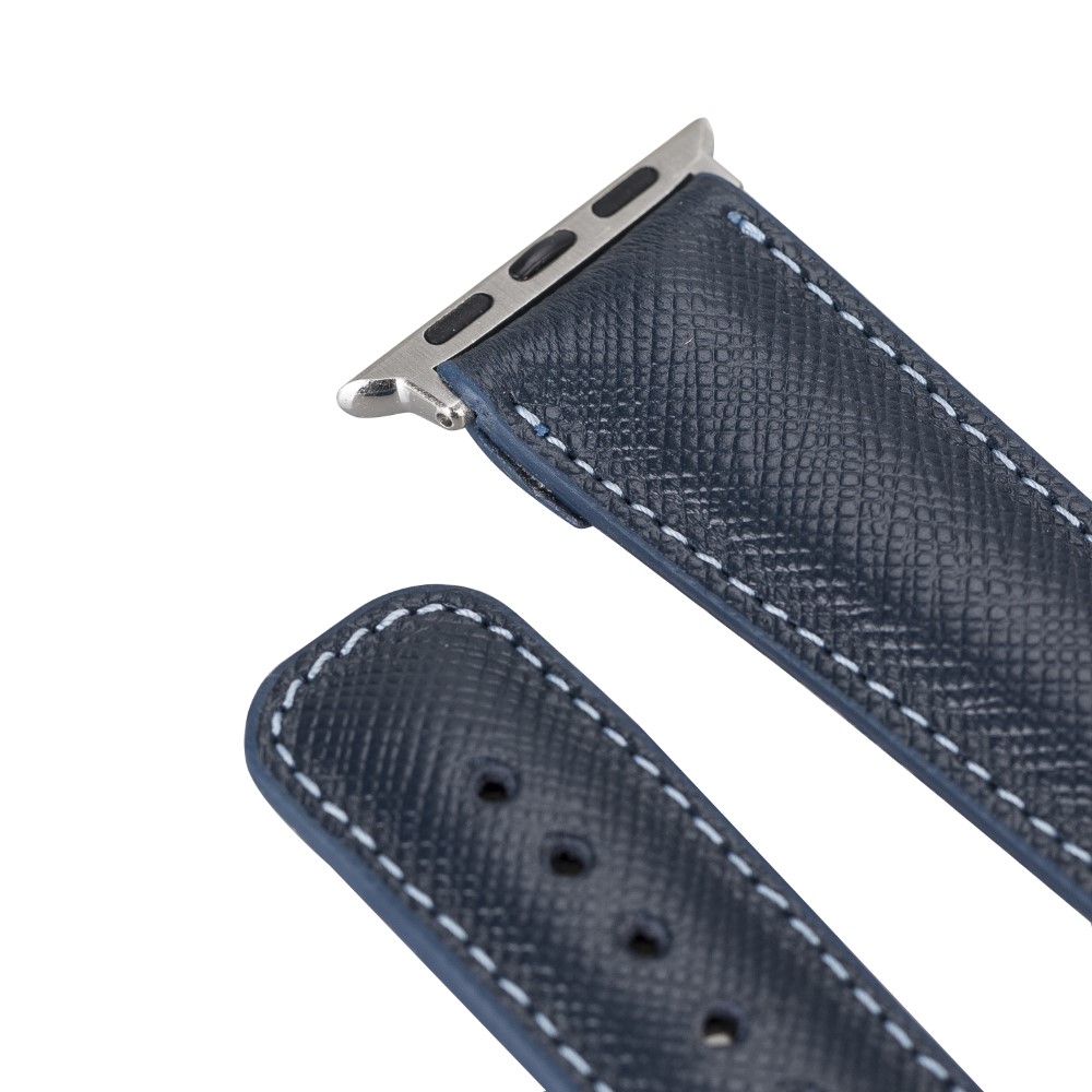 Apple Watch Uyumlu Deri̇ Kordon 42-44-45Mm G3 Laci̇vert