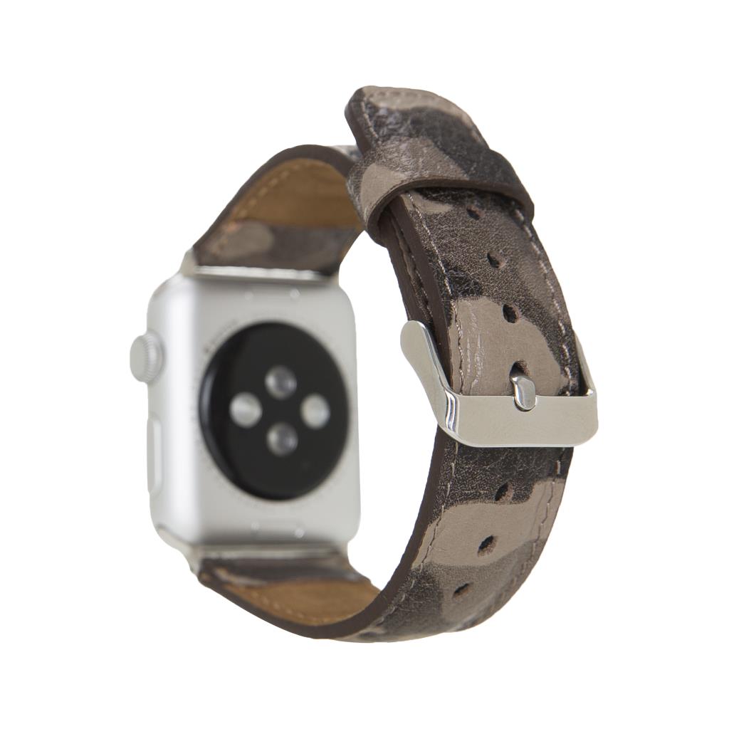 Apple Watch Uyumlu Deri̇ Kordon 42-44-45Mm Kamuflaj Bej