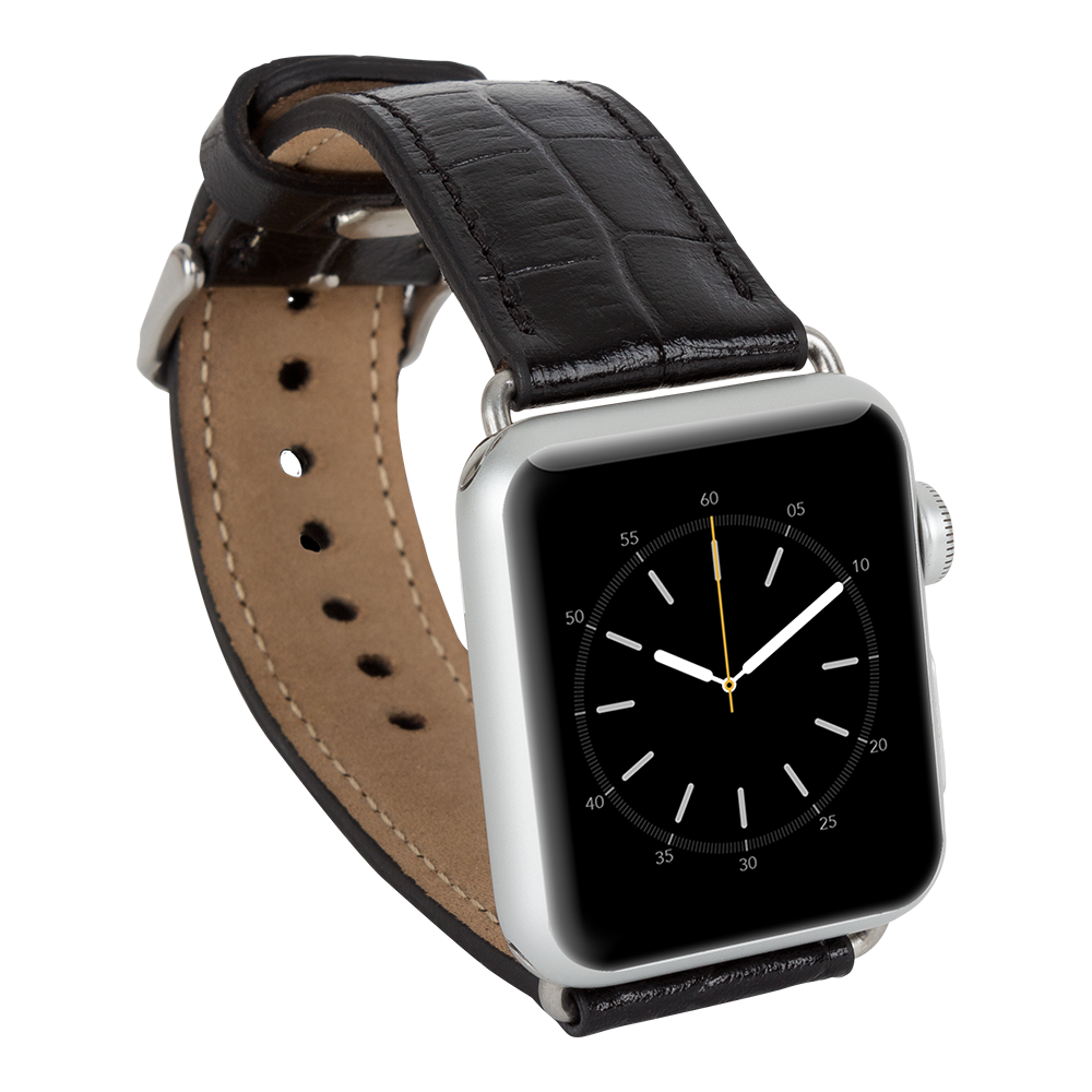 Apple Watch Uyumlu Deri̇ Kordon 42-44-45Mm Kroko Si̇yah