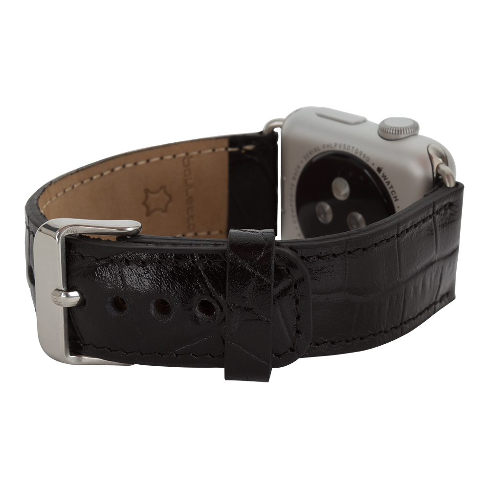 Apple Watch Uyumlu Deri̇ Kordon 42-44-45Mm Kroko Si̇yah