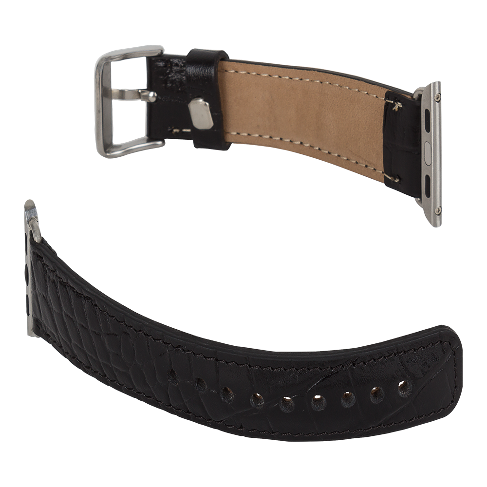 Apple Watch Uyumlu Deri̇ Kordon 42-44-45Mm Kroko Si̇yah