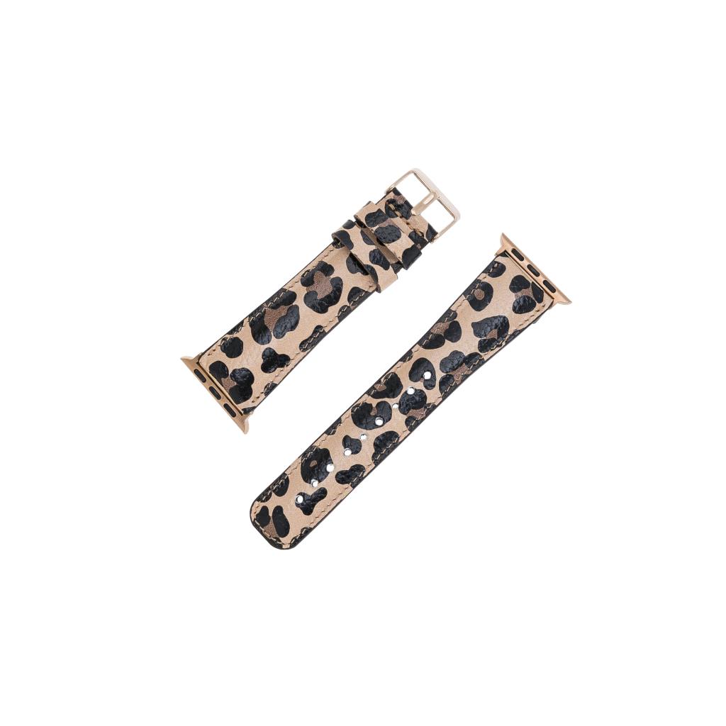 Apple Watch Uyumlu Deri̇ Kordon 42-44-45Mm Leopar Ne