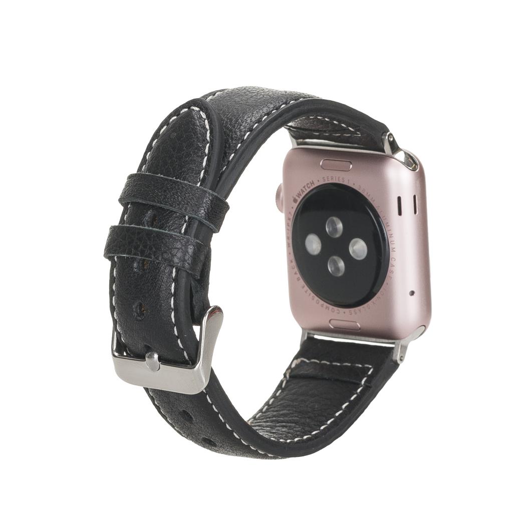 Apple Watch Uyumlu Deri̇ Kordon 42-44-45Mm Nm1-As1 Si̇yah