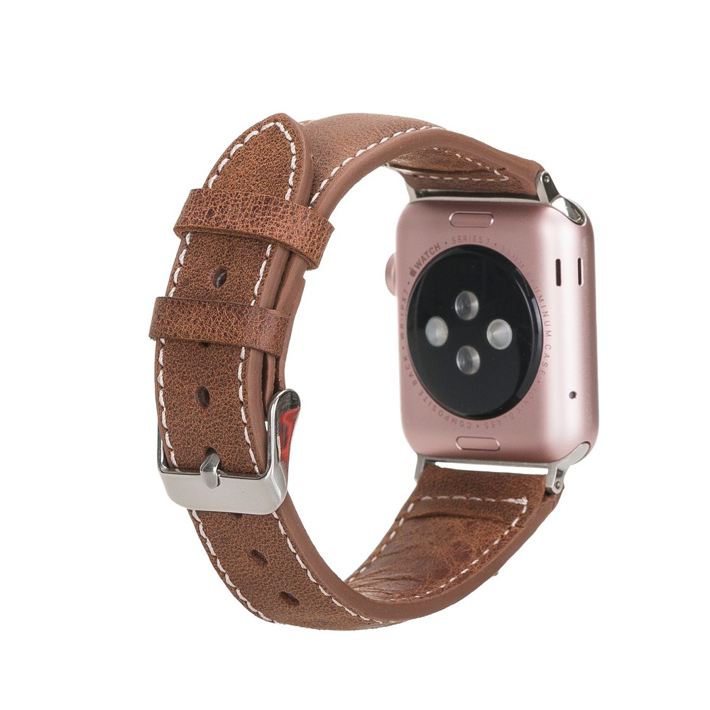Apple Watch Uyumlu Deri̇ Kordon 42-44-45Mm Nm1-As2 Taba