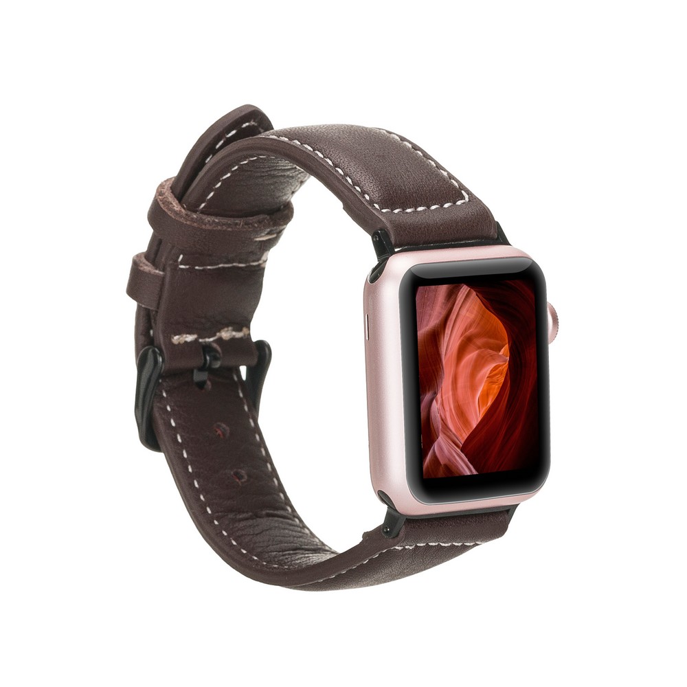 Apple Watch Uyumlu Deri̇ Kordon 42-44-45Mm Nm1-As3 Kahve