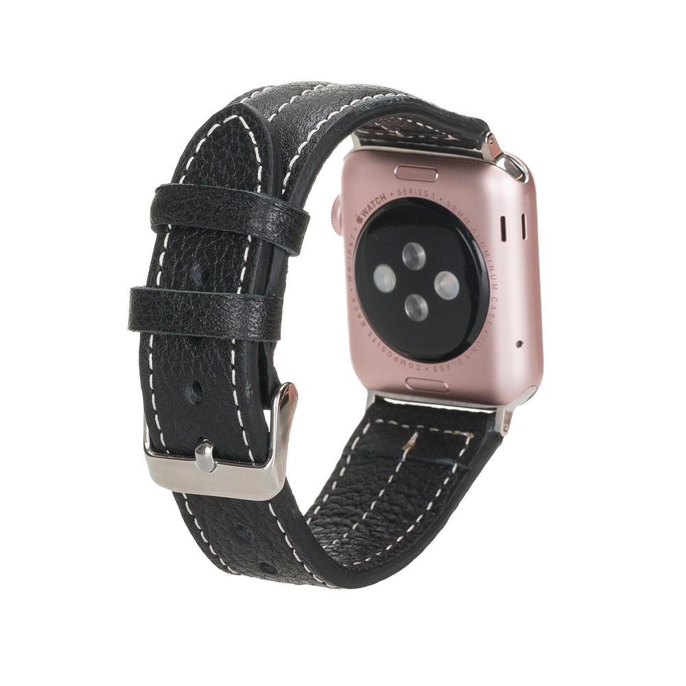 Apple Watch Uyumlu Deri̇ Kordon 42-44-45Mm Nm3-As1 Si̇yah