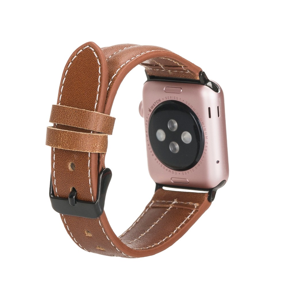 Apple Watch Uyumlu Deri̇ Kordon 42-44-45Mm Nm3-As2 Taba