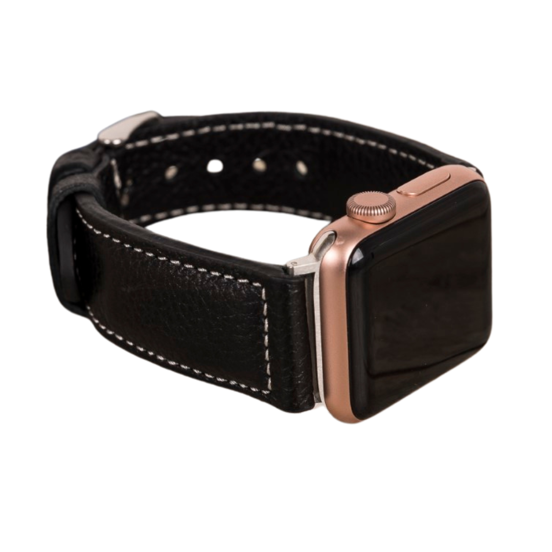 Apple Watch Uyumlu Deri̇ Kordon 42-44-45Mm Nm4-As1 Si̇yah