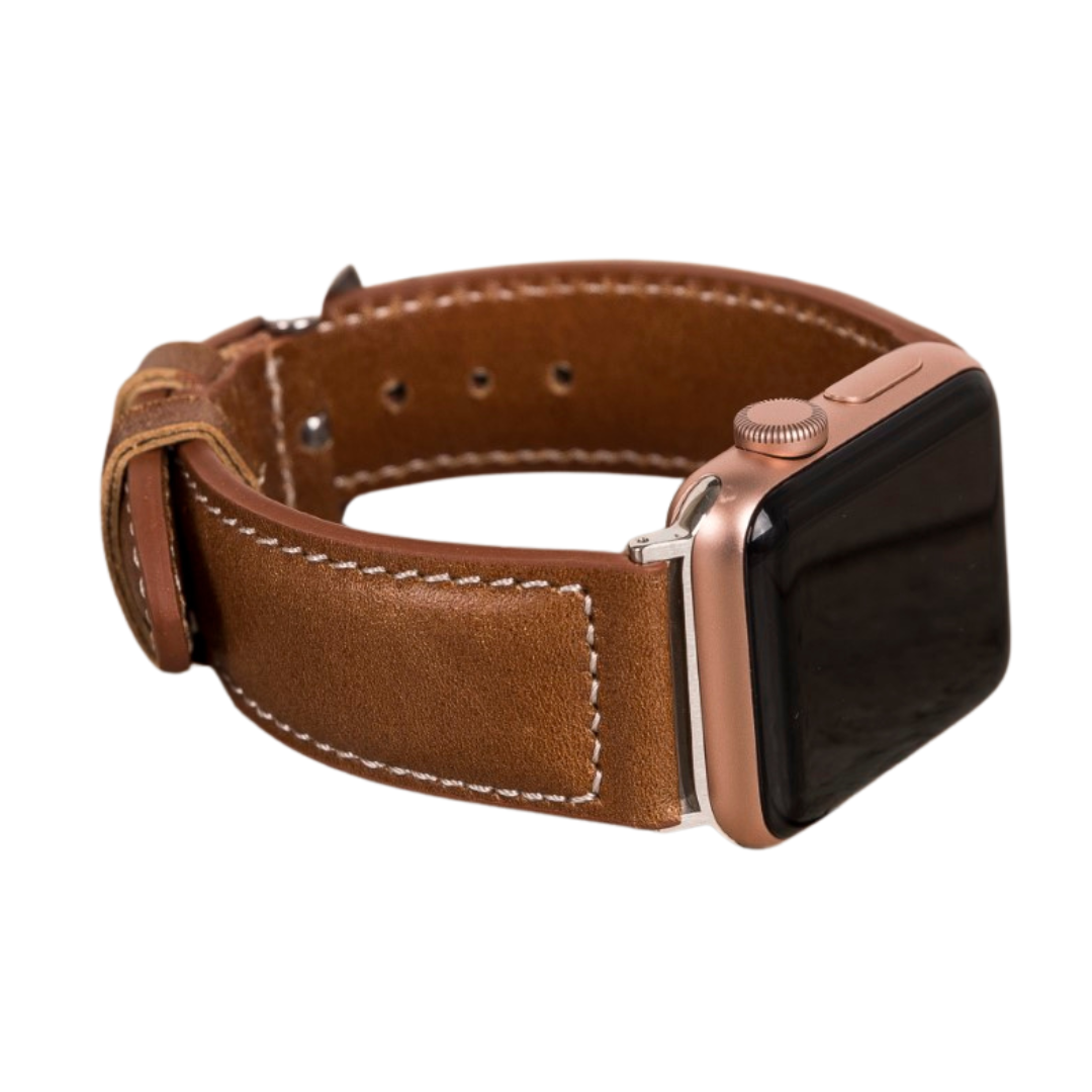 Apple Watch Uyumlu Deri̇ Kordon 42-44-45Mm Nm4-As2 Taba