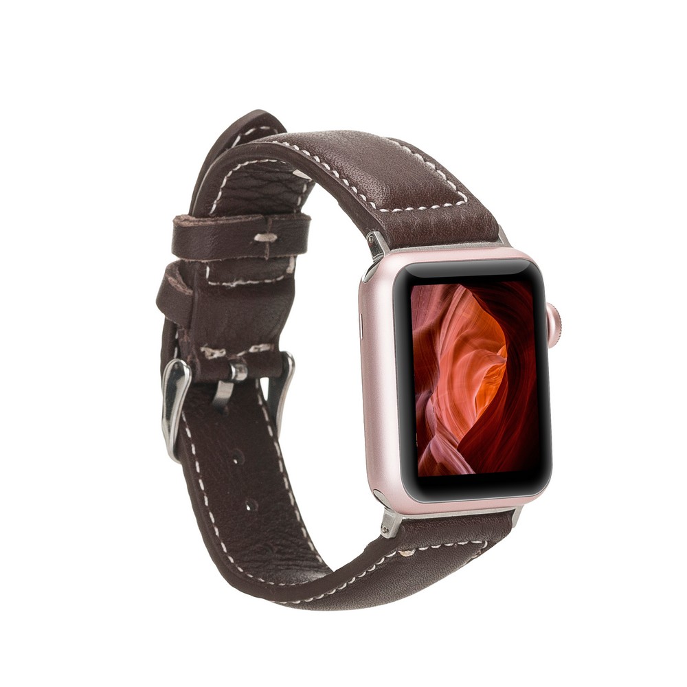 Apple Watch Uyumlu Deri̇ Kordon 42-44-45Mm Nm4-As4 Kahve