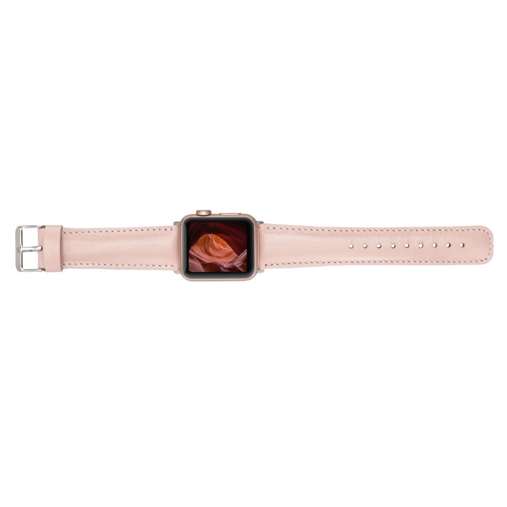 Apple Watch Uyumlu Deri̇ Kordon 42-44-45Mm Nu2 Pembe
