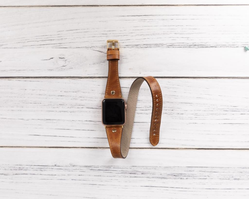 Apple Watch Uyumlu Deri̇ Kordon 42-44-45Mm Sli̇m Dt Gt V18