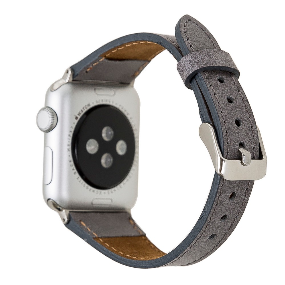 Apple Watch Uyumlu Deri̇ Kordon 42-44-45Mm Sli̇m Rst9 Gri̇