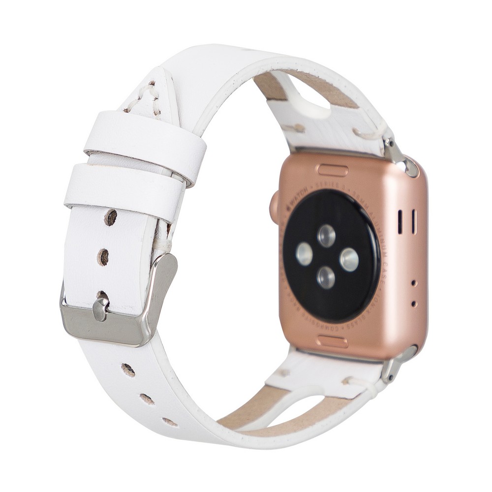Apple Watch Uyumlu Deri̇ Kordon Ba2 42-44-45Mm F3 Beyaz