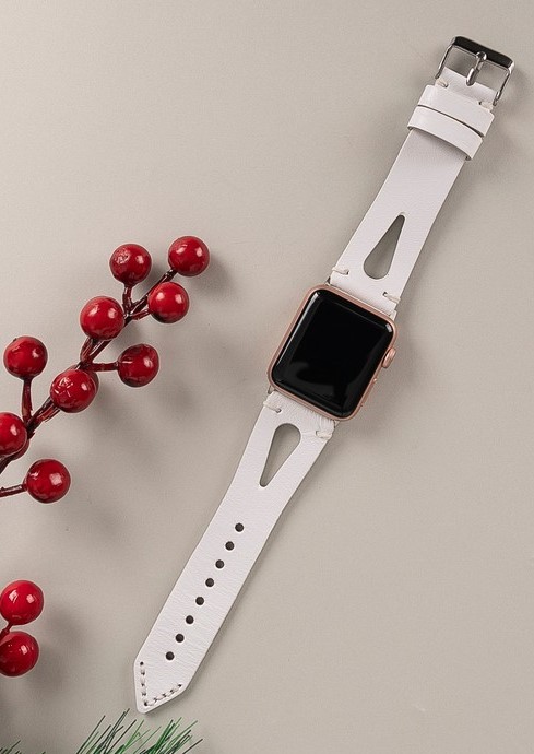 Apple Watch Uyumlu Deri̇ Kordon Ba2 42-44-45Mm F3 Beyaz