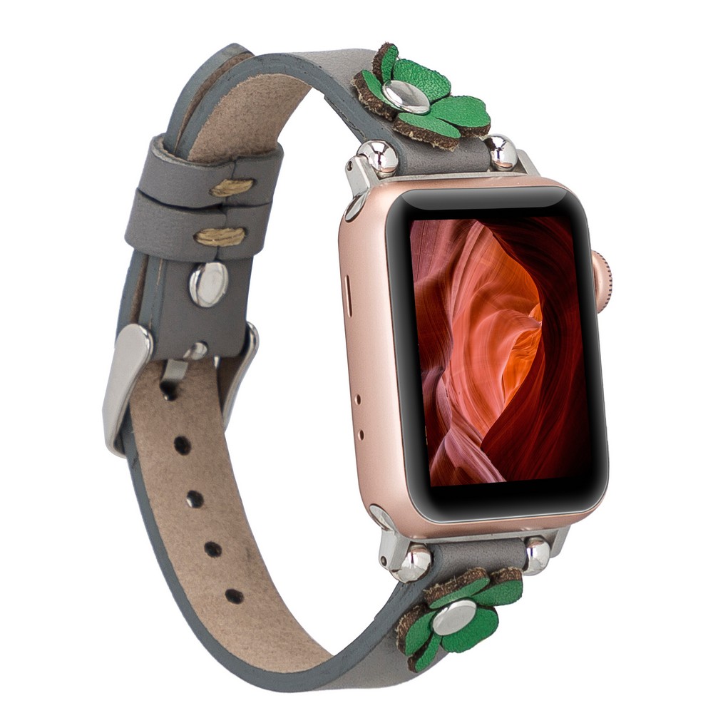 Apple Watch Uyumlu Deri̇ Kordon Clover 38-40-41Mm St Rst9
