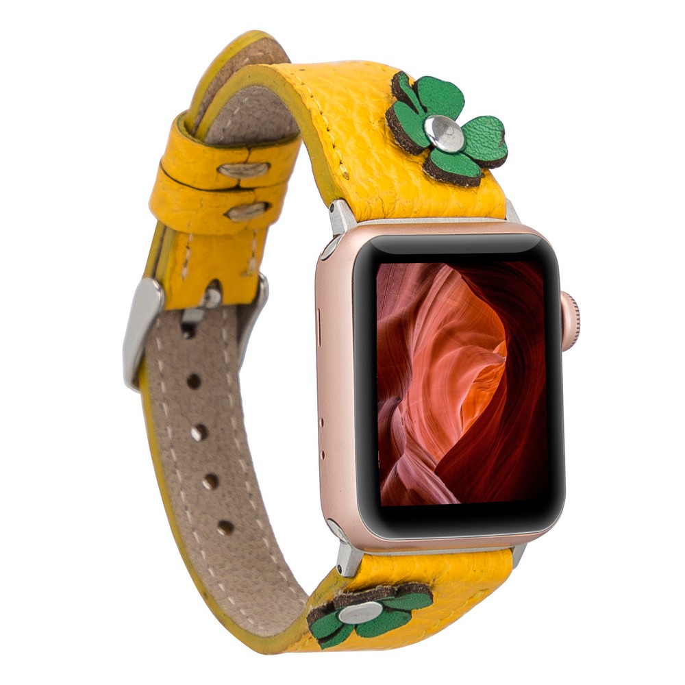 Apple Watch Uyumlu Deri̇ Kordon Clover 42-44-45Mm Tr Fl12