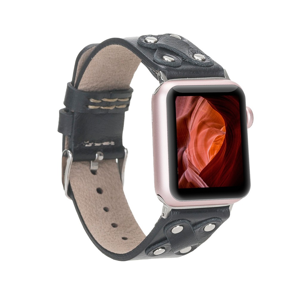 Apple Watch Uyumlu Deri̇ Kordon Cross 42-44-45Mm St Rst1
