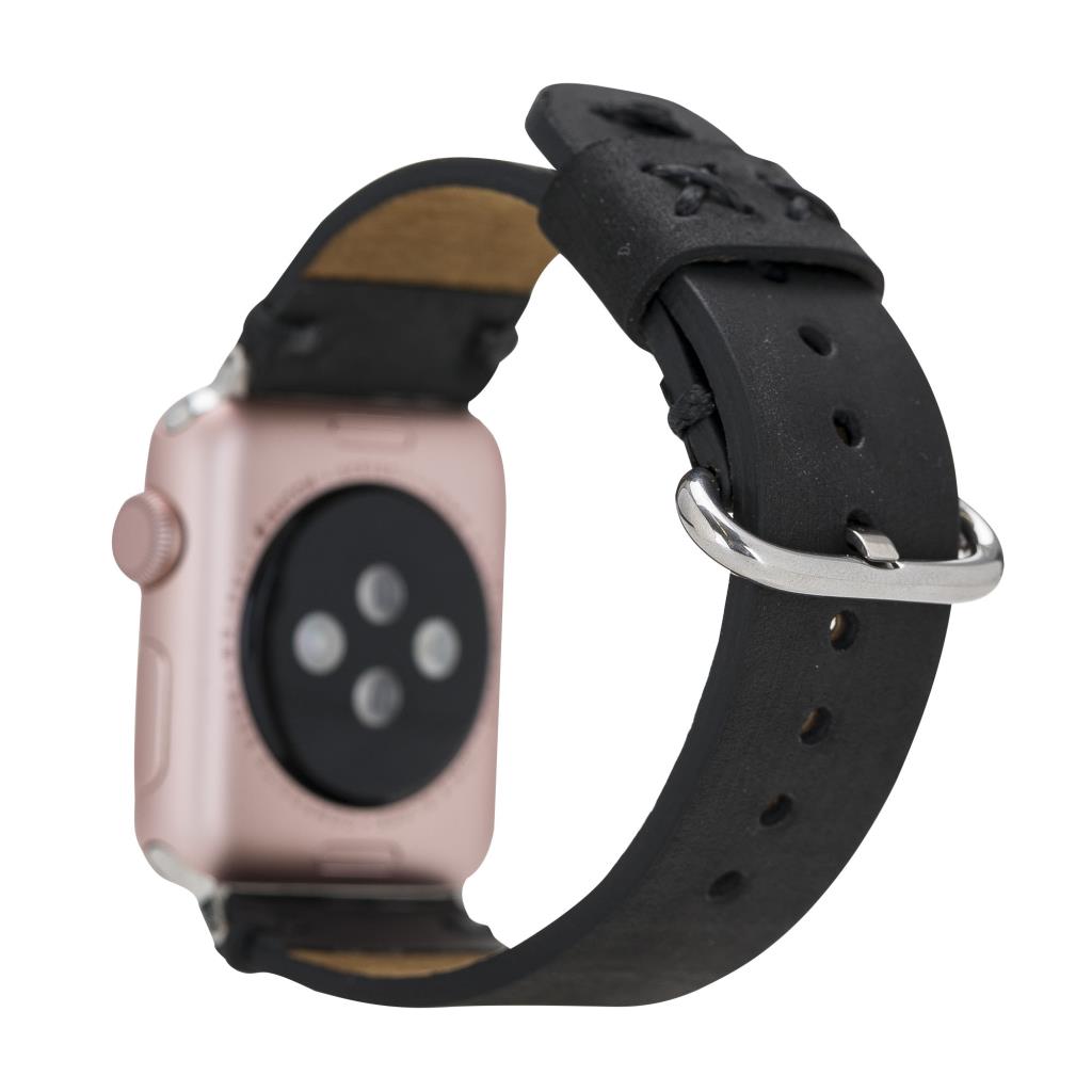 Apple Watch Uyumlu Deri̇ Kordon Orfe 42-44-45Mm G1 Si̇yah