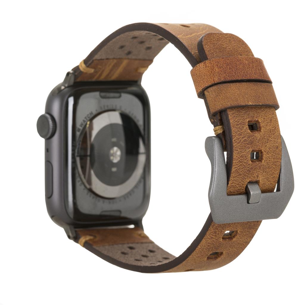Apple Watch Uyumlu Deri̇ Kordon Vi̇go 42-44-45Mm G19 Taba