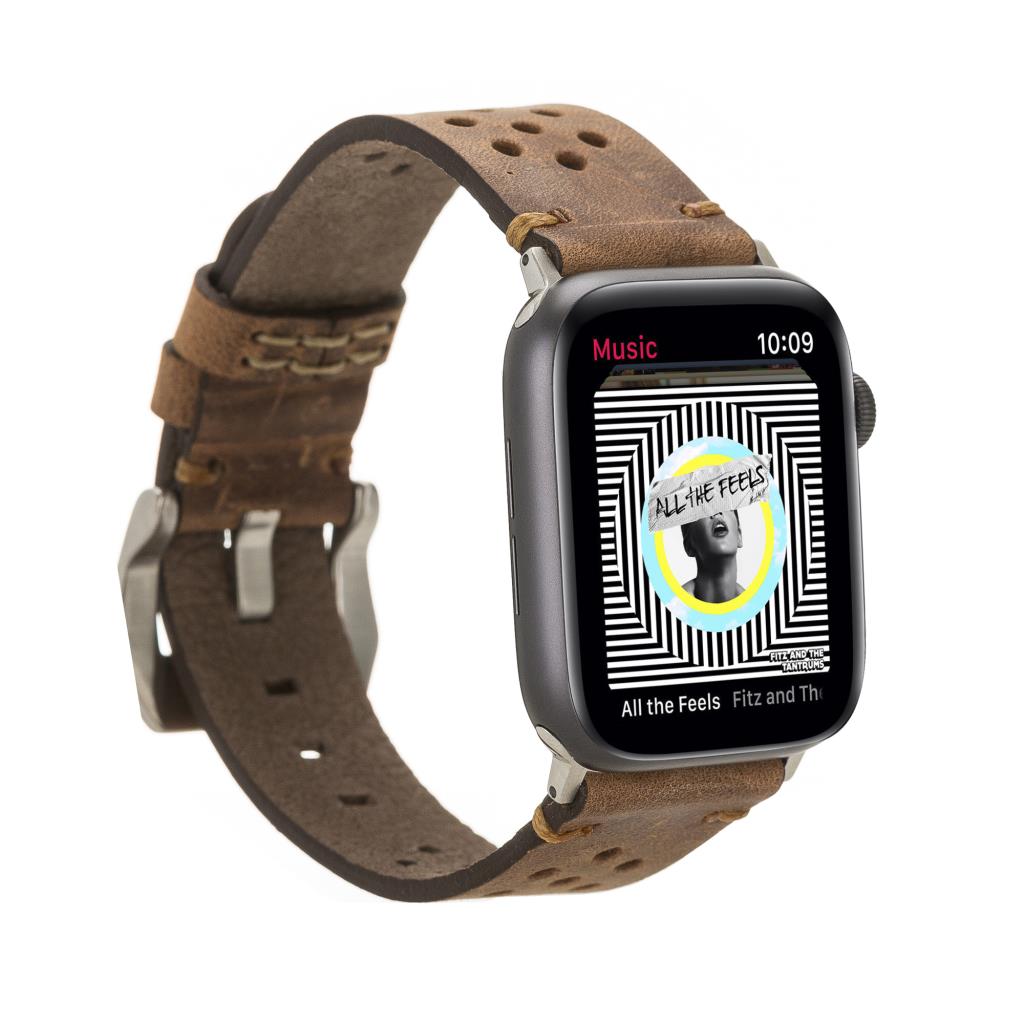 Apple Watch Uyumlu Deri̇ Kordon Vi̇go 42-44-45Mm G2 Kahve