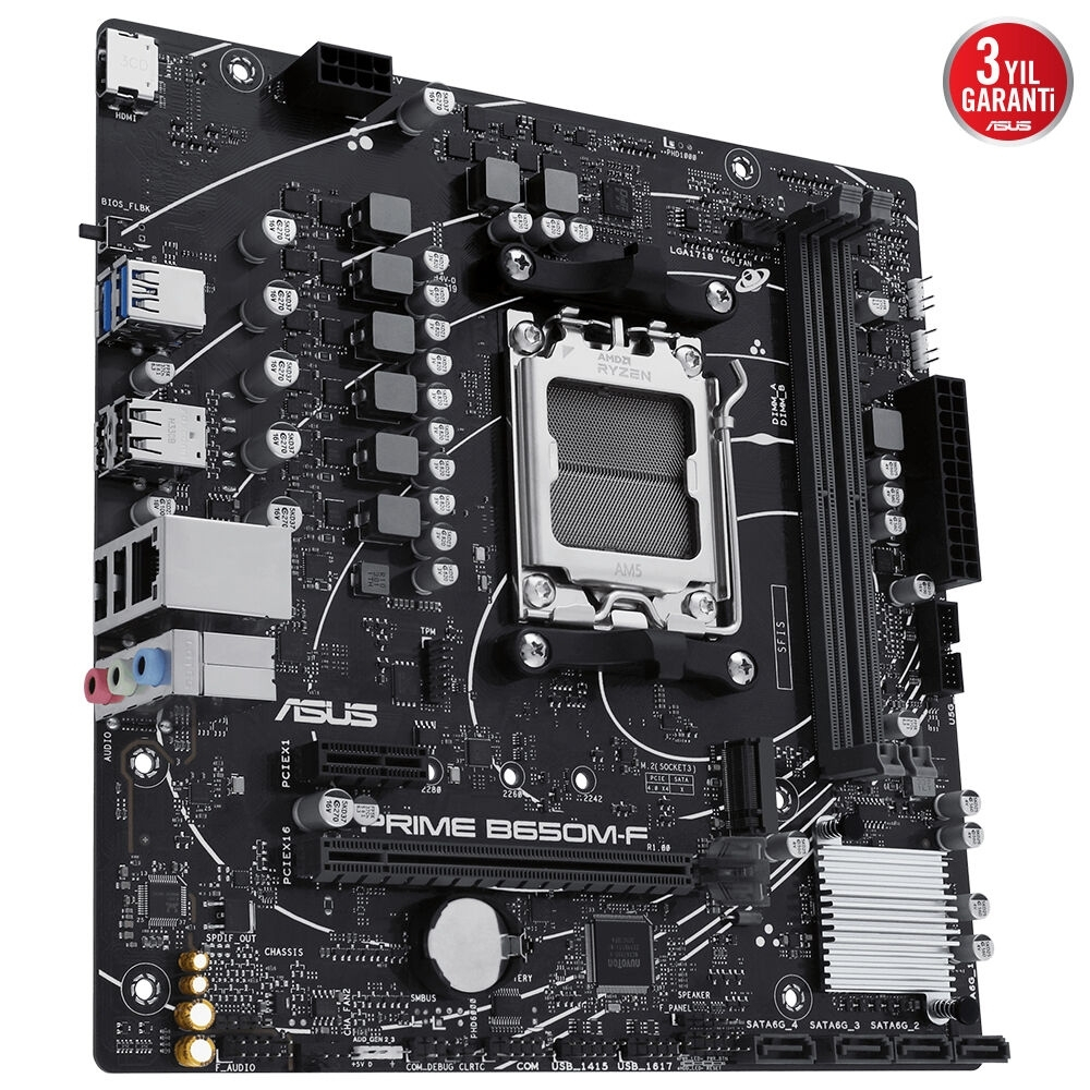 Asus Prıme B650M-F Ddr5 7200+(Oc) Hdmı M.2 Am5 Mb