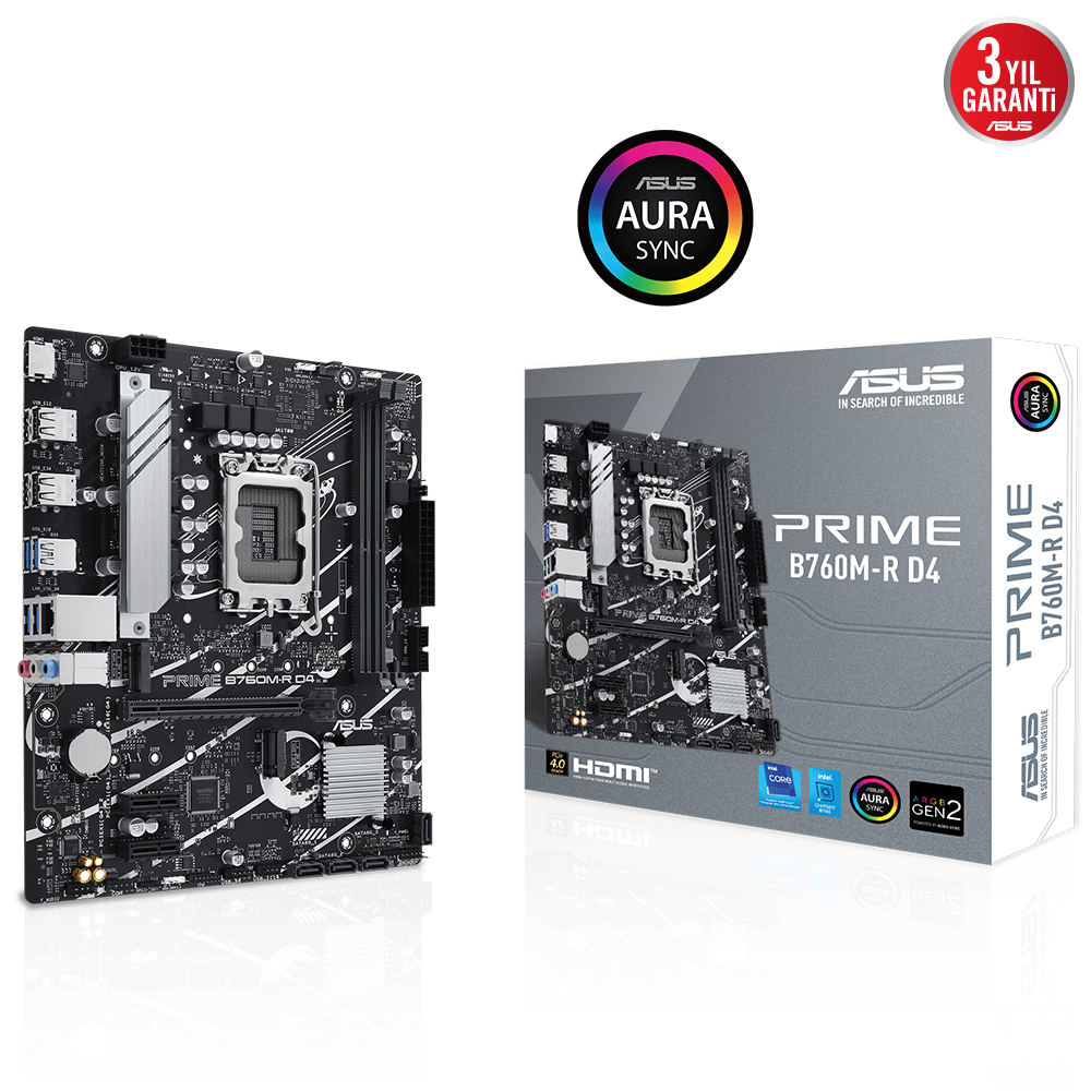 Asus Prıme B760M-R D4 Intel B760 Soket 1700 Ddr4