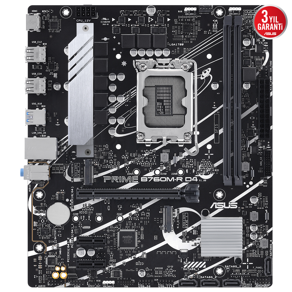 Asus Prıme B760M-R D4 Intel B760 Soket 1700 Ddr4