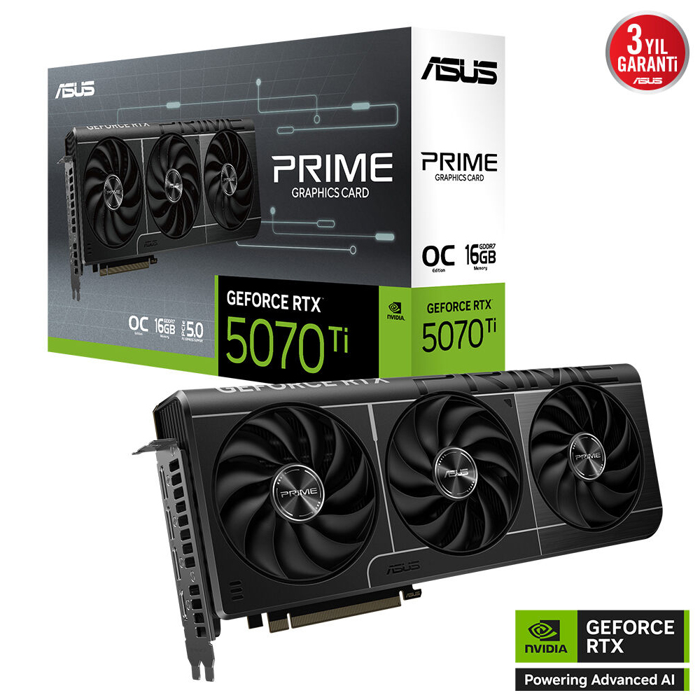 Asus Prıme Geforce Rtx 5070 Ti̇ 16Gb Prıme-Rtx5070Tı-O16G Gddr7 Oc Edıtıon 256 Bıt Gamıng ...