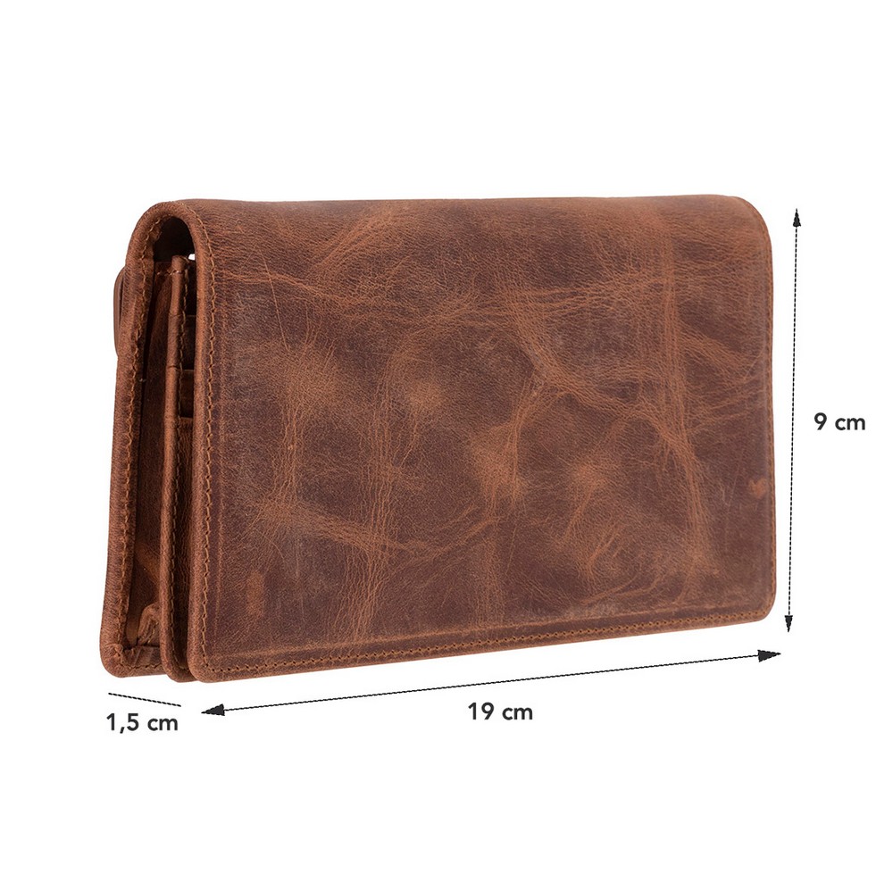 Aura Haki̇ki̇ Deri̇, El Yapımı, Telefon Bölmeli̇, Kadın Cüzdanı, Anti̇k Kahve