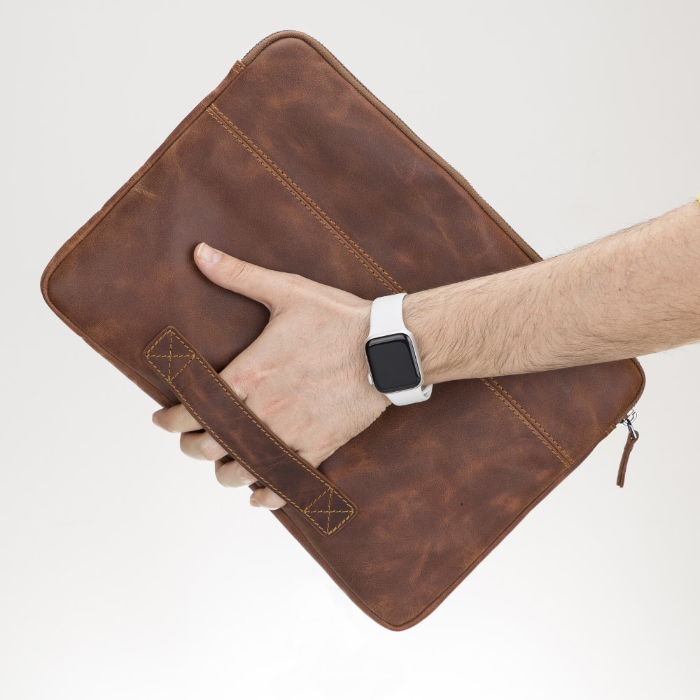 Awe 14 İnç Macbook Ve Pc Uyumlu Deri̇ Kılıf Tn2 Kahve