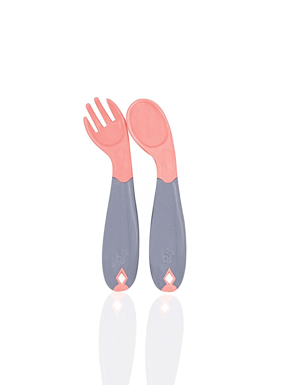 Babyjem Açılı Mama Kaşık Çatal Takımı 703 Gül Kurusu