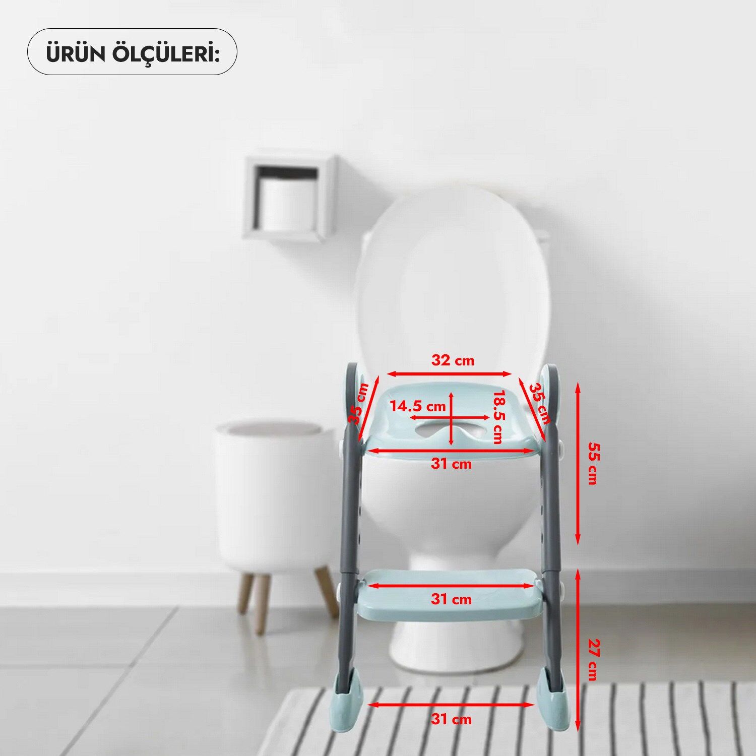 Babyjem Basamaklı & Katlanır Klozet Adaptörü 861 Mercan