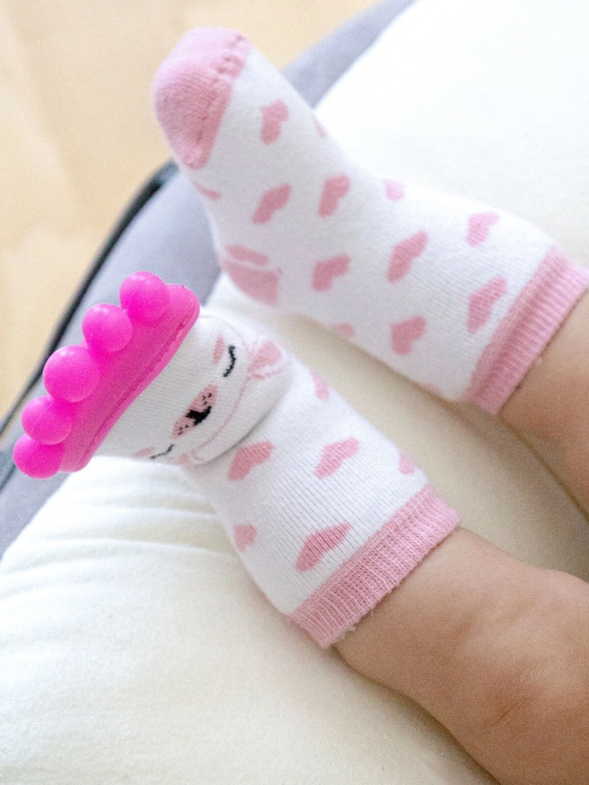 Babyjem Si̇li̇kon Di̇ş Kaşıyıcılı Havlu Bebek Çorap Pembe