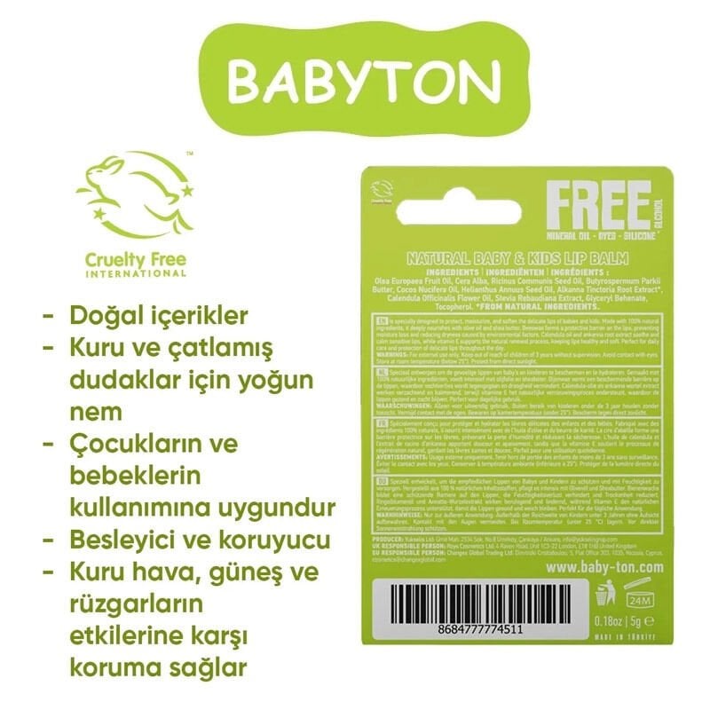Babyton Bebek Ve Çocuklar İçi̇n Doğal Dudak Koruyucu Balm Naturel