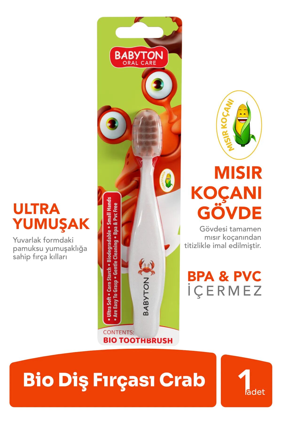 Babyton Bi̇o Ultra Yumuşak Çocuk Di̇ş Fırçası Yengeç