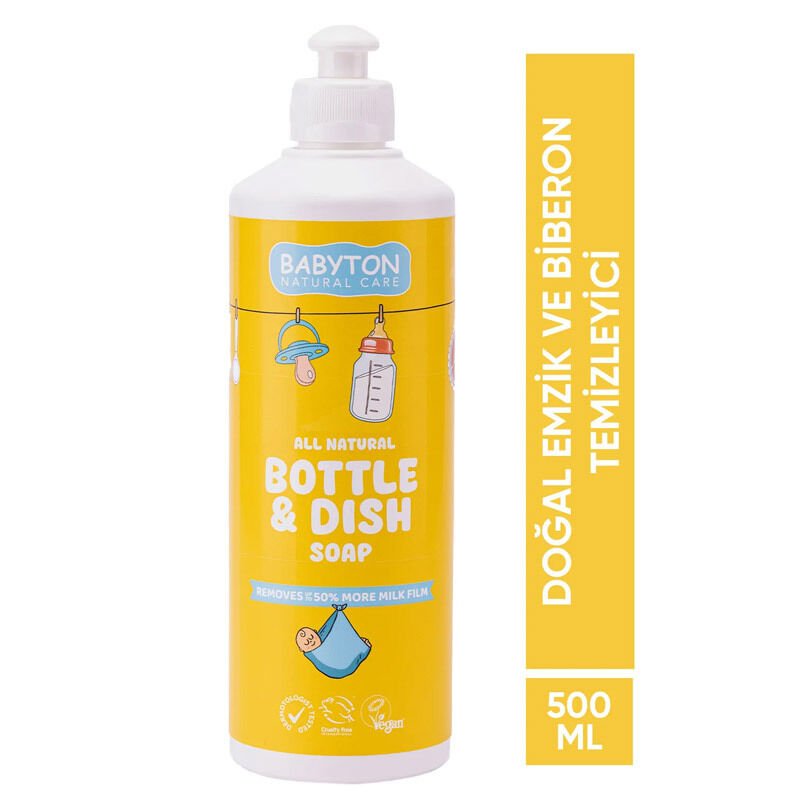 Babyton Doğal Emzi̇k Ve Bi̇beron Temi̇zleyi̇ci̇si̇ Bi̇tki̇sel Elde Bulaşık Sabunu 500 Ml