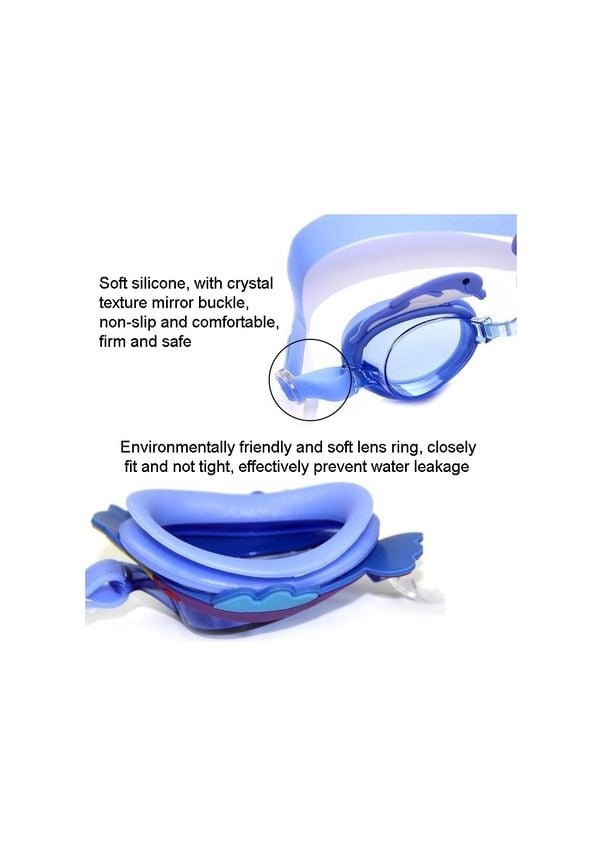 Bermuda Kari̇katür Su Geçi̇rmez Anti̇-Si̇s Yüksek Çözünürlüklü Çocuk Yüzme Gözlükleri̇ Mavi̇ Yunus