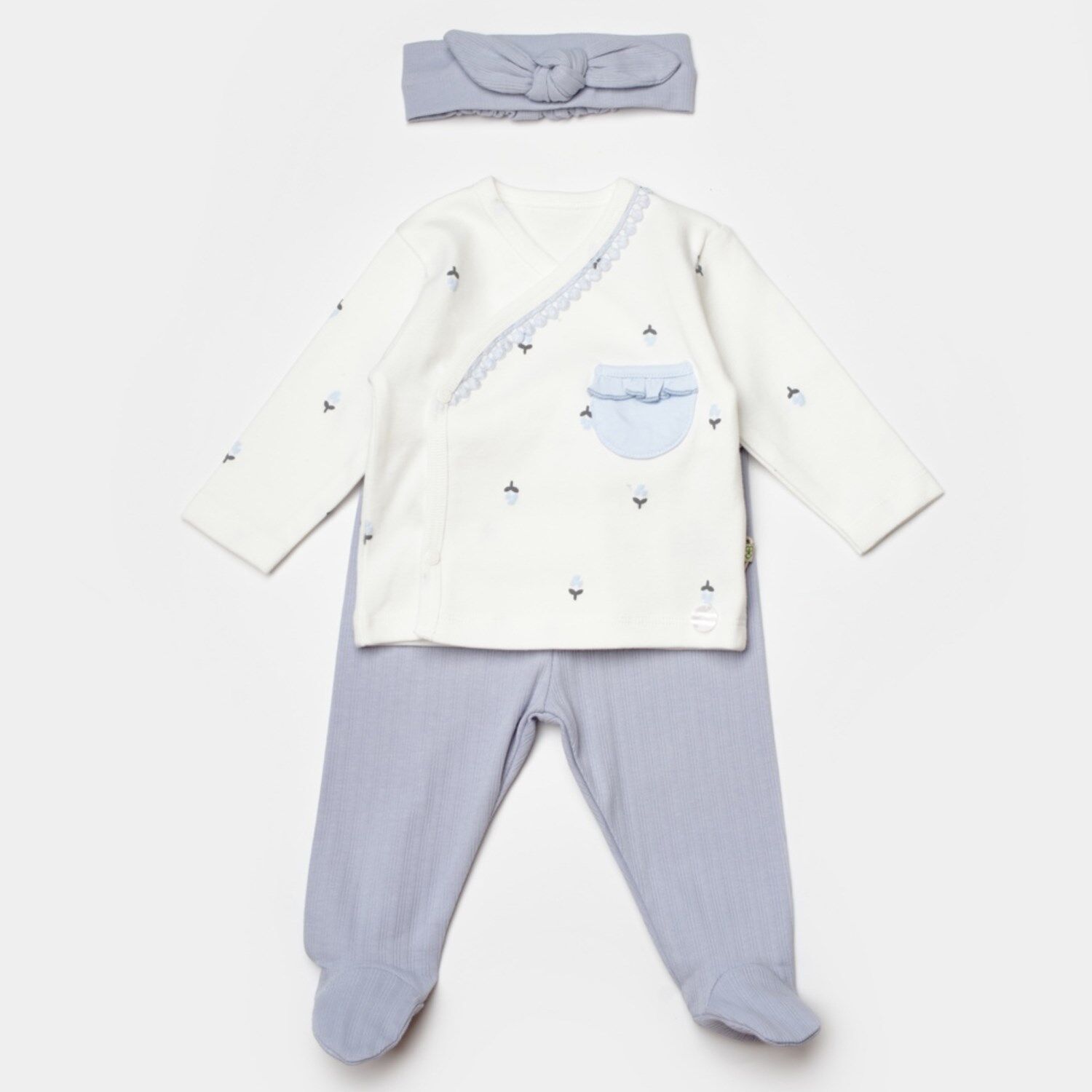 Bi̇baby Bi̇organi̇c Love Floral 3 Parça Zıbın Seti̇ 73346 Ekru Li̇la