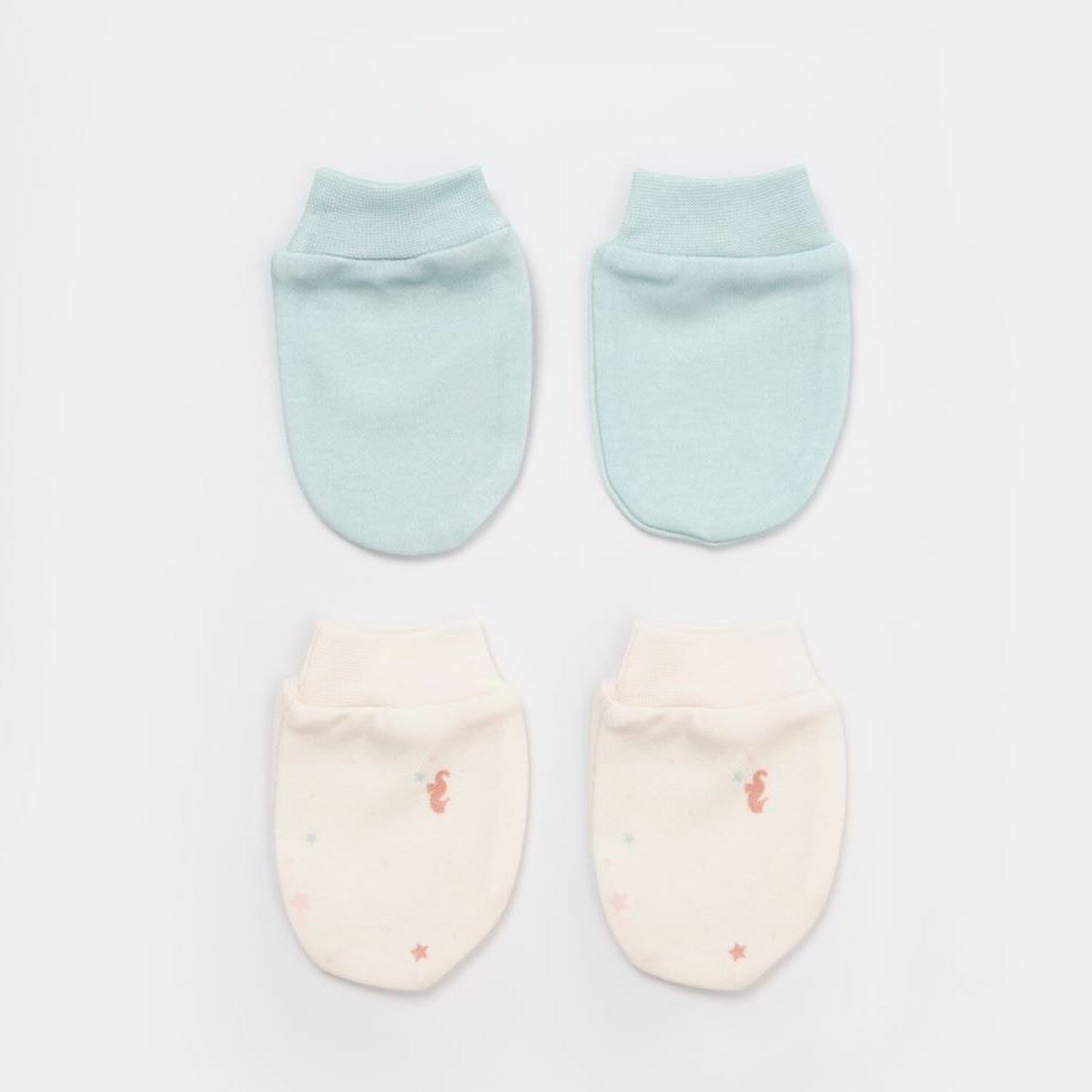 Bi̇baby Bi̇organi̇c Save The Seahorse 2 Li̇ Bebek Eldi̇ven 72232 Bej-Mi̇nt