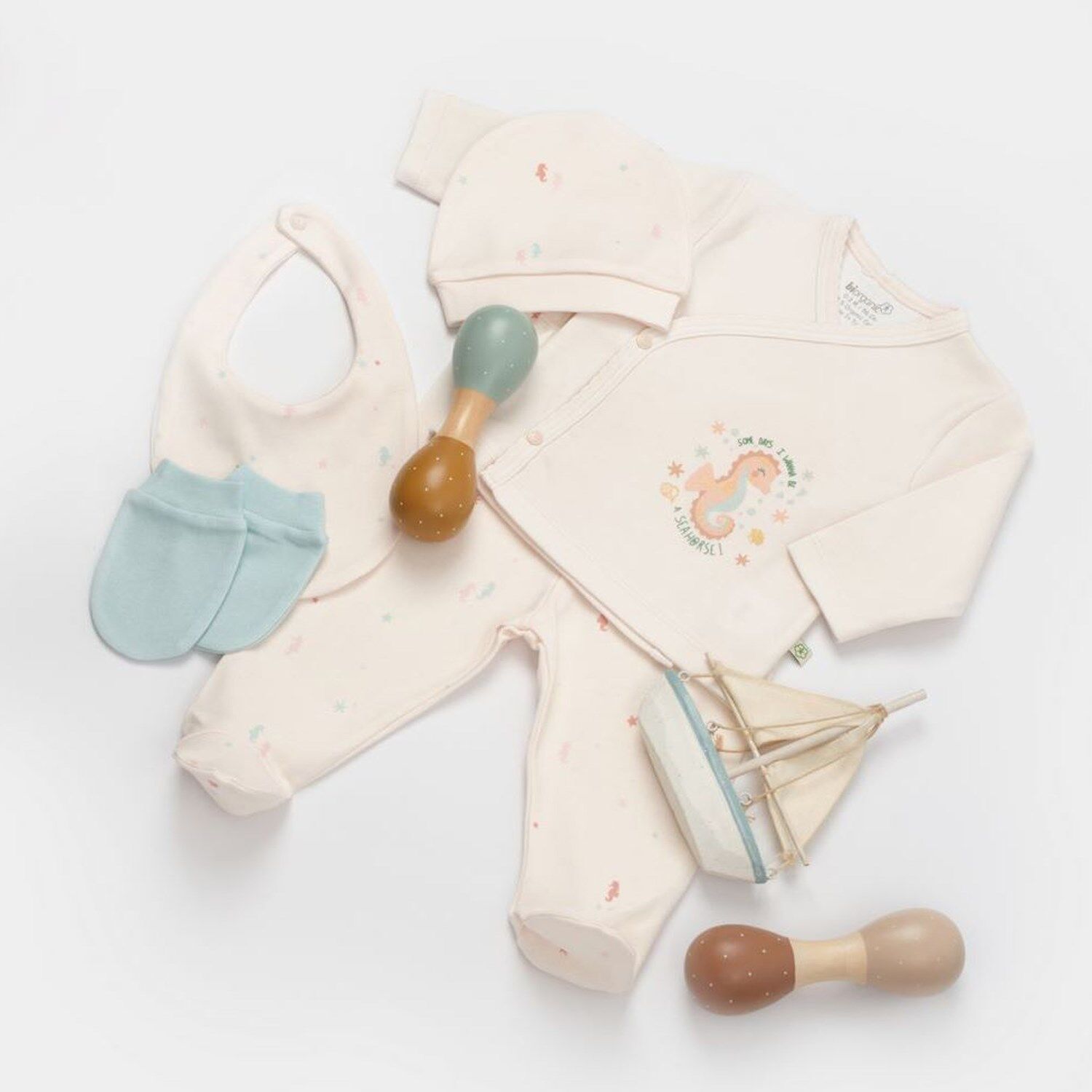 Bi̇baby Bi̇organi̇c Save The Seahorse 5 Li̇ Hastane Çıkış Seti̇ 62340 Bej-Mi̇nt