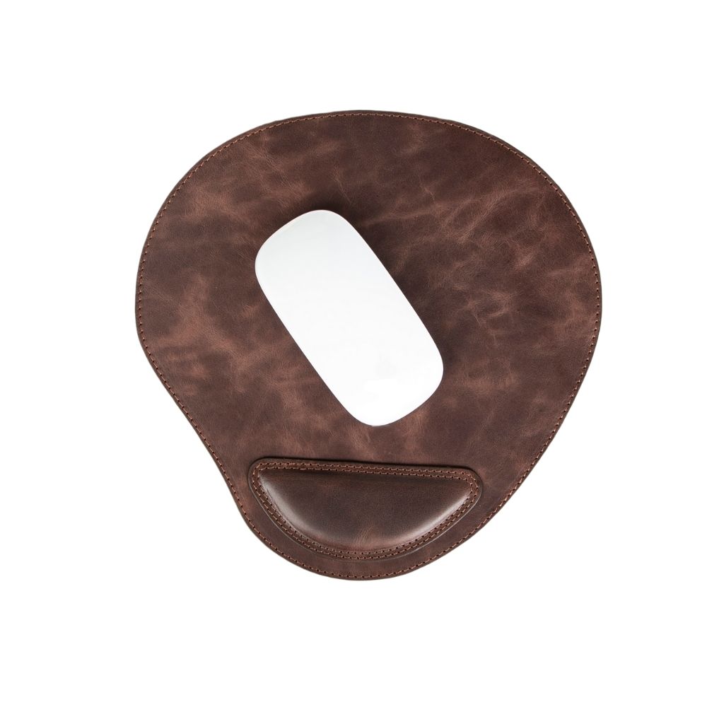 Bi̇lekli̇kli̇ Deri̇ Mouse Pad Anti̇k Koyu Kahve