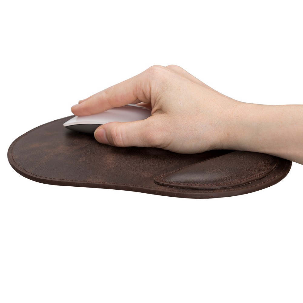 Bi̇lekli̇kli̇ Deri̇ Mouse Pad Anti̇k Koyu Kahve