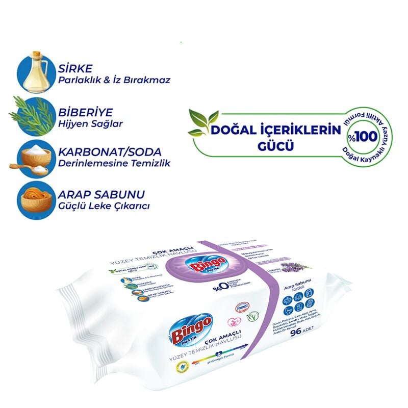Bi̇ngo Yüzey Temi̇zli̇k Havlusu 96 Adet Arap Sabunlu