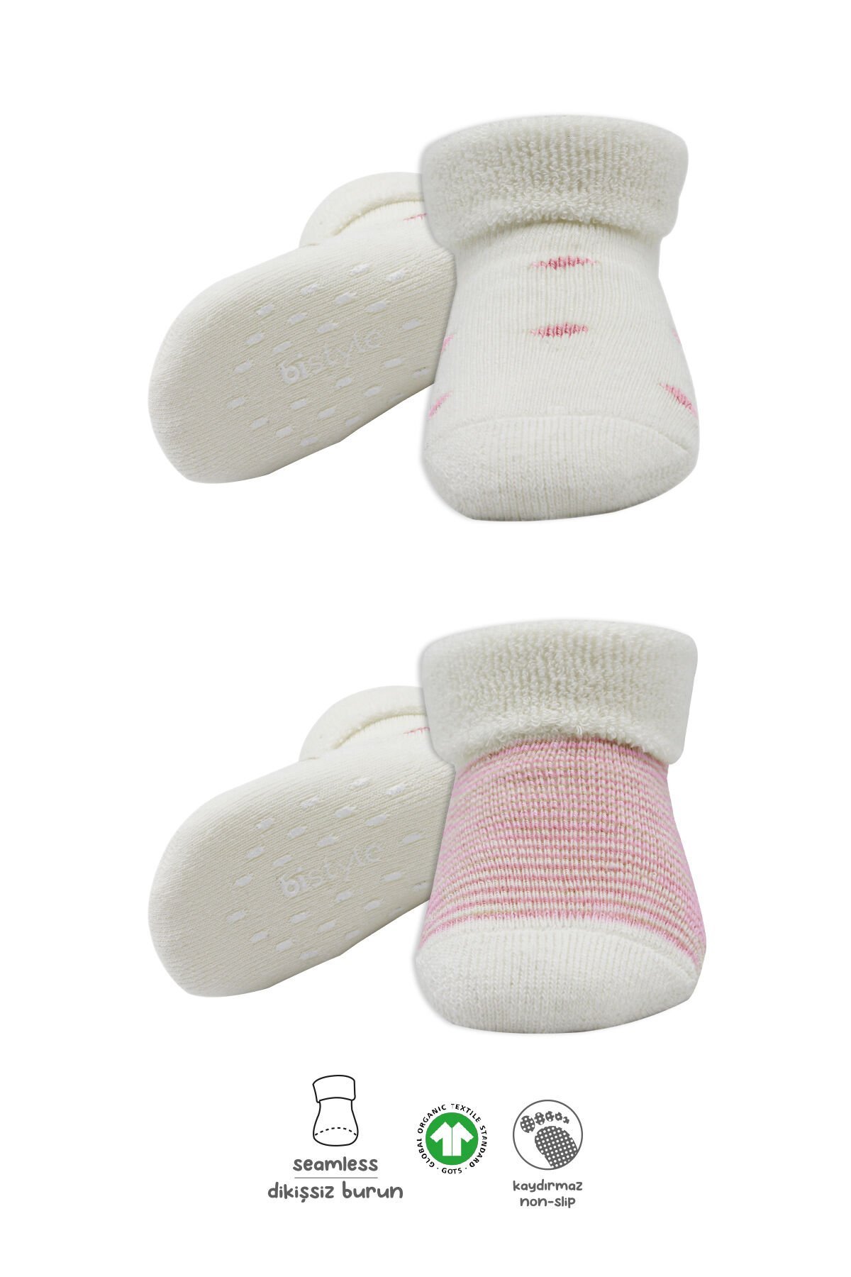 Bi̇style 2 Li̇ Havlu Soket Kaymaz Çorap 10504 Ekru Pudra