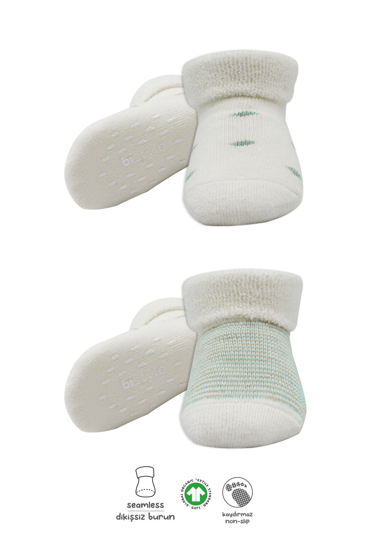 Bi̇style 2 Li̇ Havlu Soket Kaymaz Çorap 10504 Ni̇l Ekru