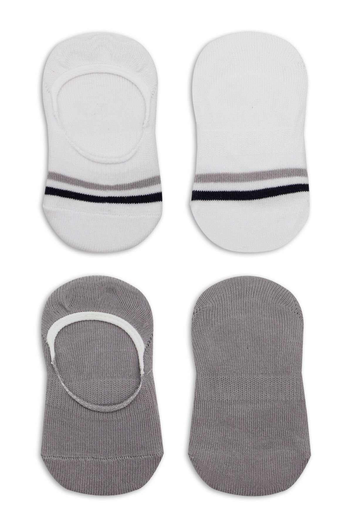 Bi̇style 2 Li̇ Penye Babet Si̇li̇kon &Ccedil;emberli̇ &Ccedil;orap 30102 Gri̇ Beyaz