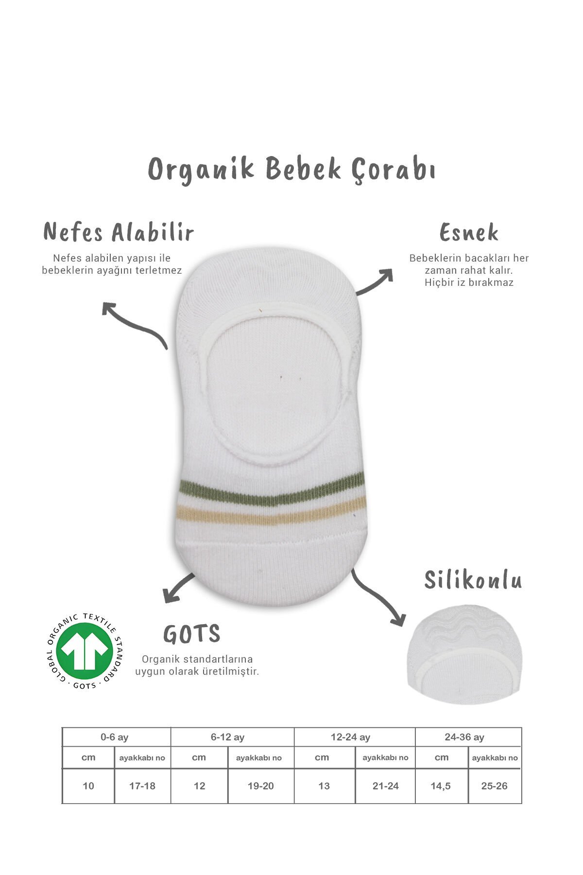 Bi̇style 2 Li̇ Penye Babet Si̇li̇kon Çemberli̇ Çorap 30102 Ni̇l Beyaz